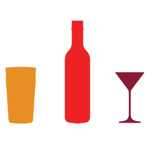 Graphic showing units and calories for beer, wine and spirits